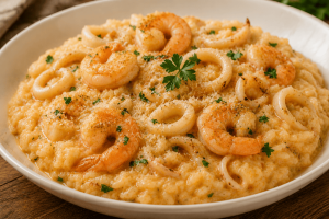 Risoto de Camarão e Lula: Cremoso e Cheio de Sabor